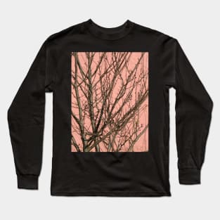 Bare tree against a pink wall Long Sleeve T-Shirt